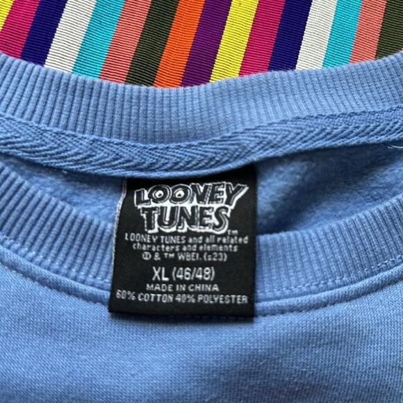 Looney Tunes Bugs Bunny Peace Love Unity Puff Paint Blue Sweatshirt XL - Picture 3 of 9